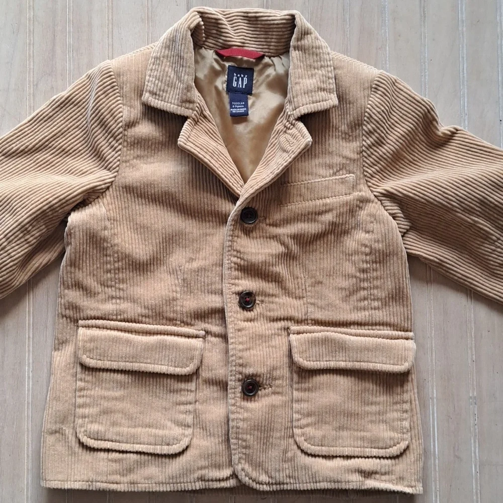 Baby Gap Toddler Tan Corduroy Blazer Jacket Elbow Patch Classic Vintage Preppy - Picture 7 of 11